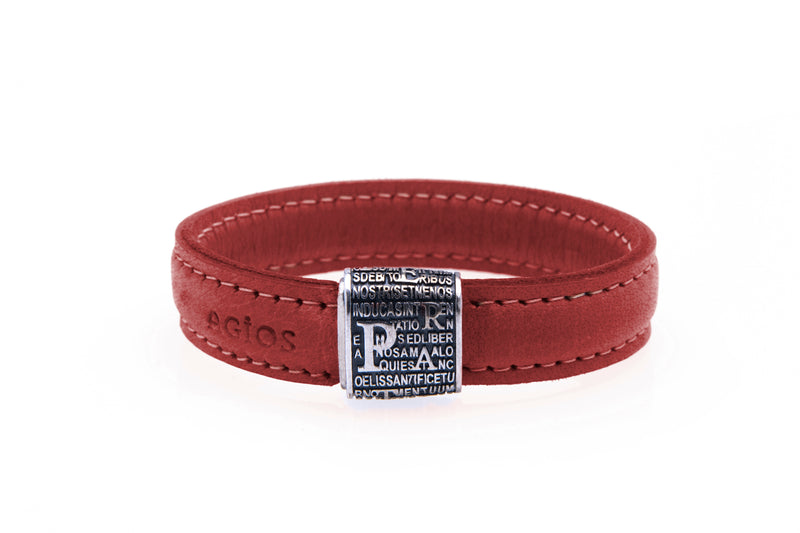 Bracciale PRECEM Pater rodio brunito - Vera Pelle rosso