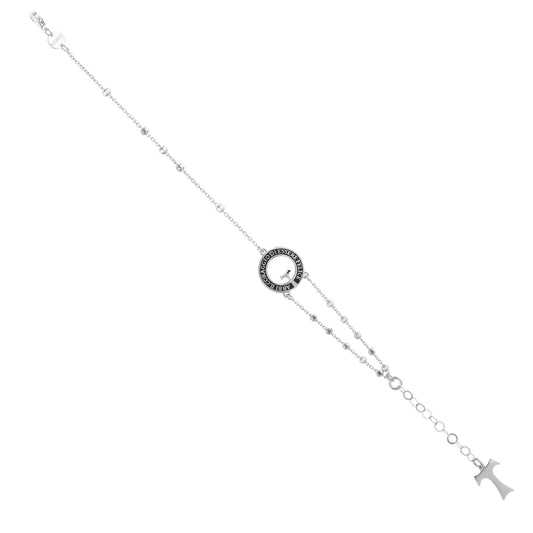 Bracciale Rosario “Abbi il coraggio di essere felice” - Rodio