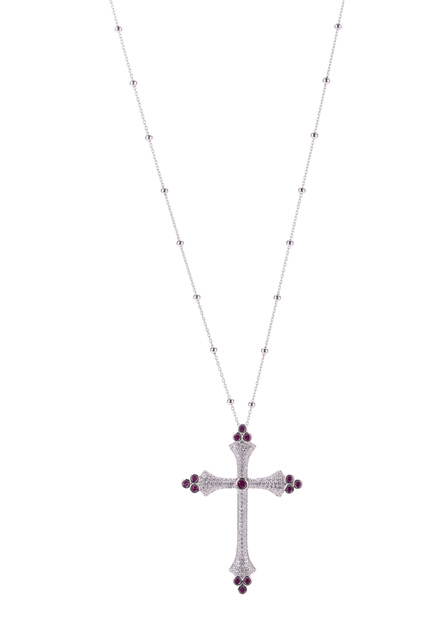 Collana Icona CRUCIS LUMINIS - Pietre Rosse